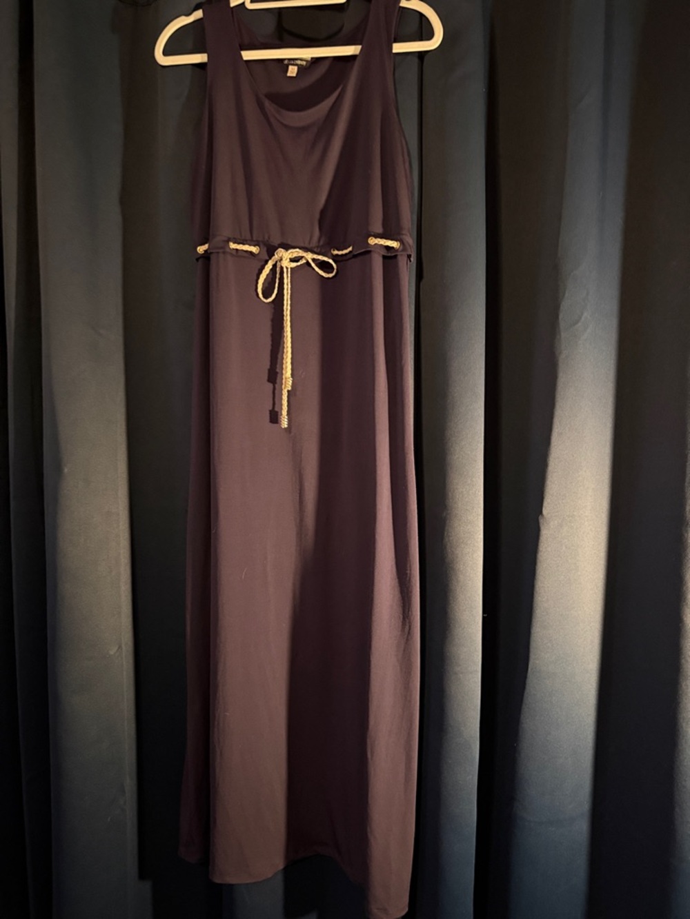 Sleeveless Rope-Tie Maxi Dress in Dark Navy